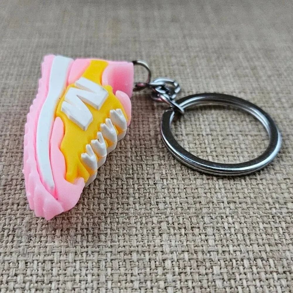 Mini Shoes Keychain Pink/Yellow Rubber Sneaker Keys Holder Keyring New